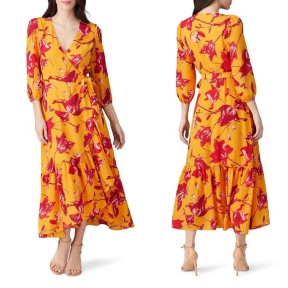 COLOR ME COURTNEY Eleanor Wrap Dress rent a runway retired Floral Maxi $295 - Picture 2 of 6